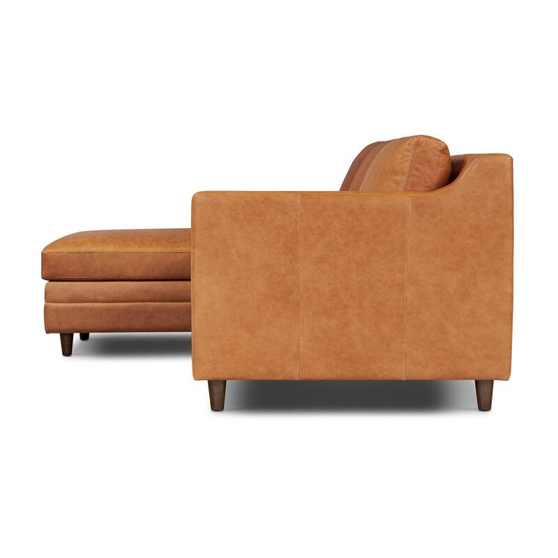 Poly & Bark Harper 113.5" Pull-Out Sleeper Sectional with Storage in Cognac Tan