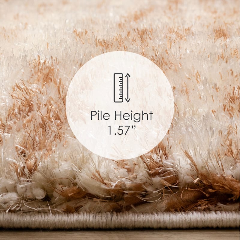 Orange Cream Taupe Distressed Striped Rug