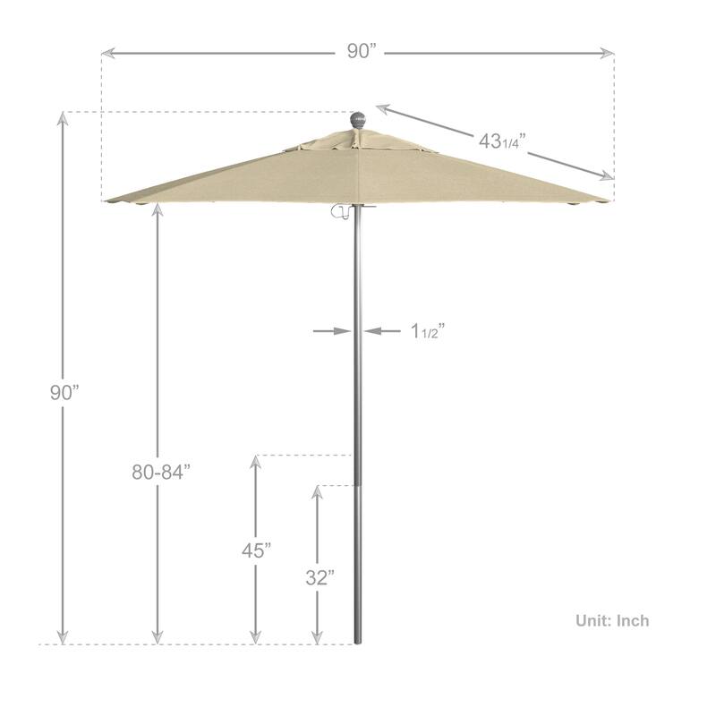 California Umbrella 75' Venture Series Patio Umbrella, Silver Aluminum Pole Fiberglass Ribs Push Lift Sunbrella