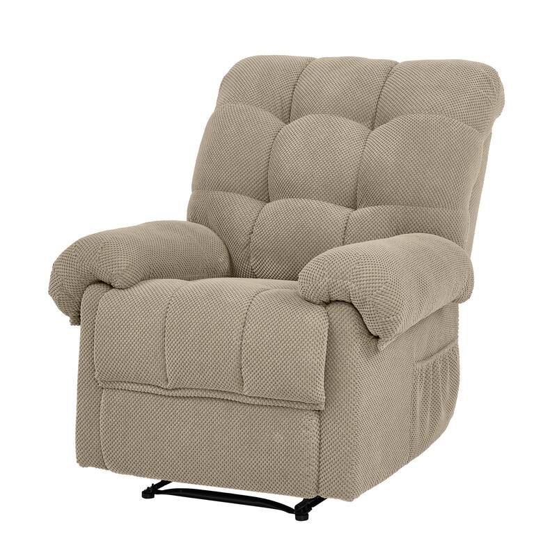 Recliner Chair, Overstuffed Armchair, Manual Recliner, Padded Footrest, Ergonomic Lounge Chair, Soft Fabric Recliner