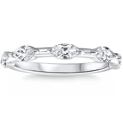 .80Ct Marquise Cut Diamond Wedding Ring Stackable Band Gold Lab Grown