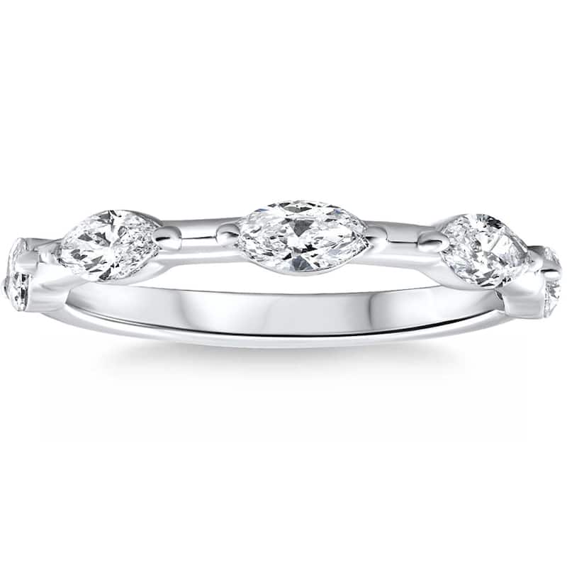 Bliss Diamond .80Ct Marquise Cut Diamond Wedding Ring Stackable Band Gold Lab Grown - 7 - Rose