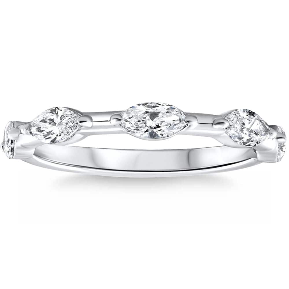 Bliss Diamond .80Ct Marquise Cut Diamond Wedding Ring Stackable Band Gold Lab Grown