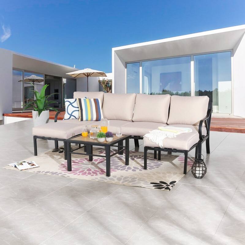 Patio Festival Wave-Arm 7-Piece Conversation Set