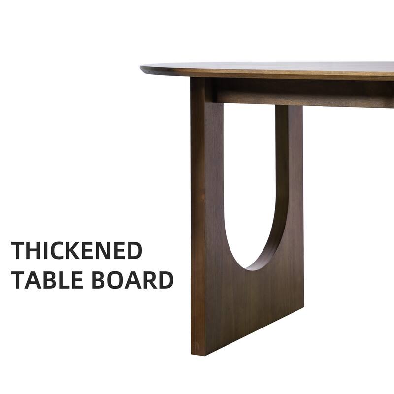 Solid Wood Dining Table Oval Kitchen Tables with Arched Legs Modern for Dining Room