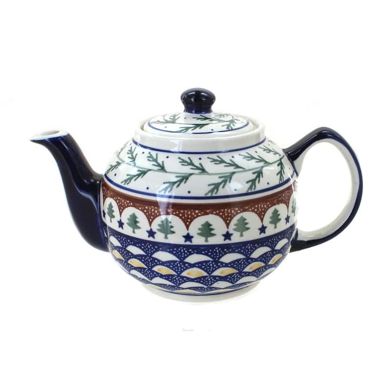 Blue Rose Polish Pottery 596 Zaklady Medium Teapot - Evergreen