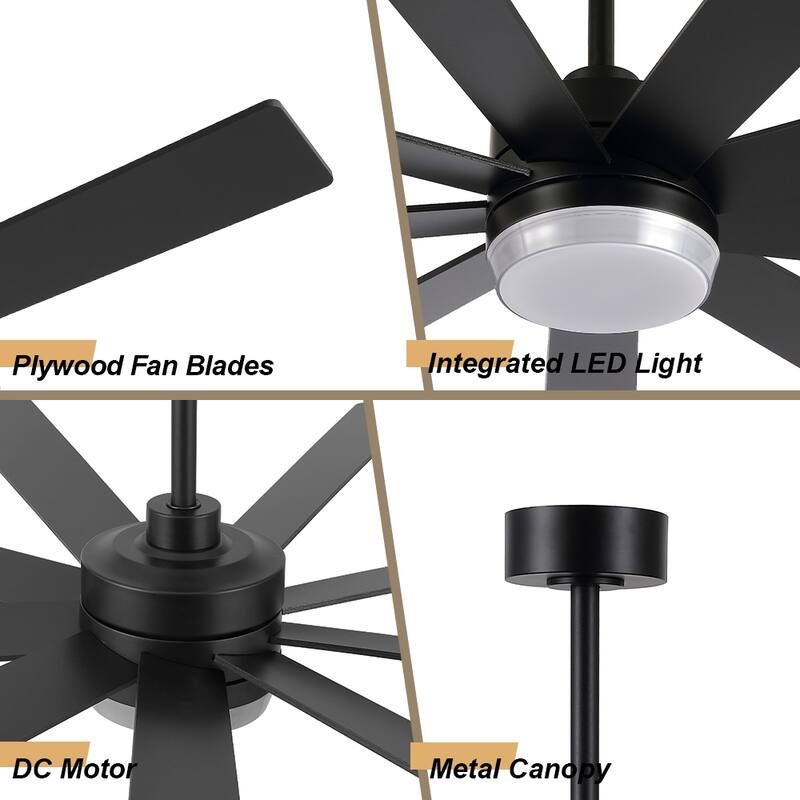 WINGBO 65/72 inch DC Motor Indoor Ceiling Fan with Light & Remote...