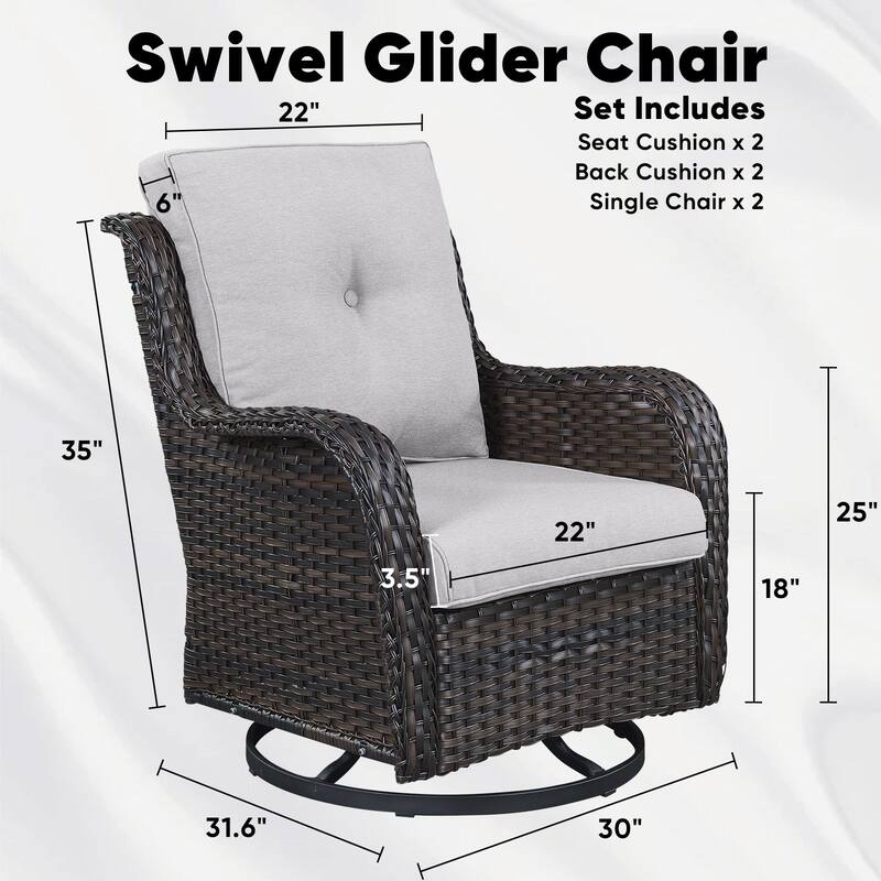 779657388297 Outdoor Swivel Glider Chairs with 4Inch 5Inch 6Inch Cushion