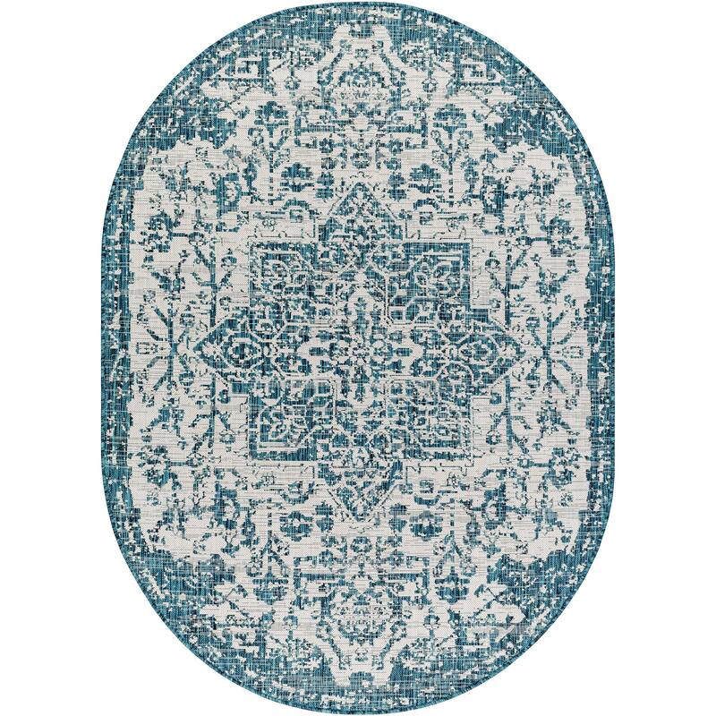 Livabliss Eagean Updated Traditional Medallion Indoor / OutdoorArea Rug