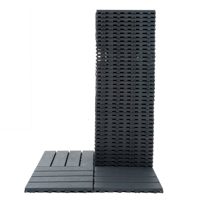 Plastic Interlocking Deck Tiles,44 Pack Patio Deck Tiles,12"x12" Square Waterproof Outdoor All Weather Use, Patio Decking Tiles
