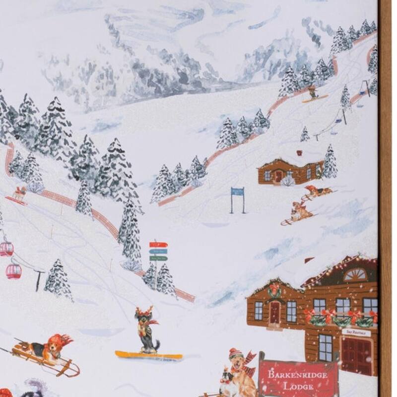 HomeRoots Dog Ski Resort Brown Framed Wall Art