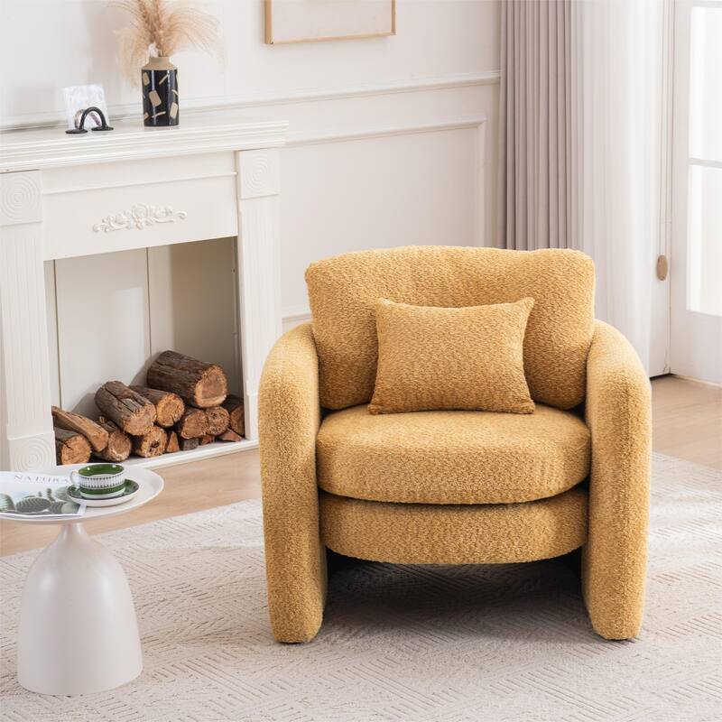 Rounded Corner Accent Chair Lounge Chair, Single Sofa Chair Armchair for Living Room