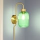 preview thumbnail 2 of 11, Adrienne River of Goods Green Glass and Metal Retro Wall Sconce - 5.375" x 8.625" x 32.25"
