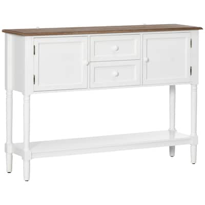 Vintage Console Table with Drawers and Shelf, Retro Style for Living Room and Bedroom