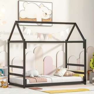 Kids House Bed Playhouse Metal Bed Frame for fun children's bedroom, Twin Size, Easy Assembly🛍️🛒