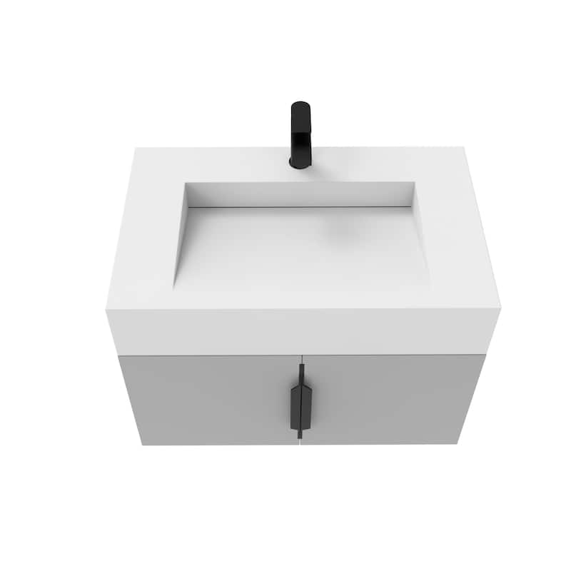 Nile 30-Inch Wall Mounted Bathroom Vanity Set w/ White Top