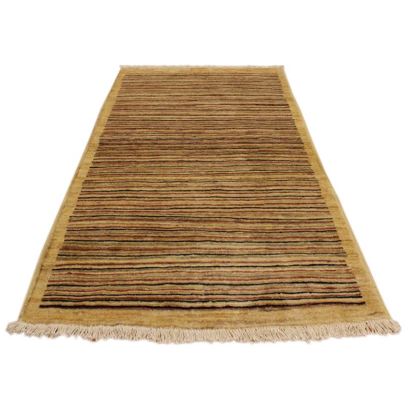 Modern Minimalist Gabbeh Hand Knotted Wool Area Rug