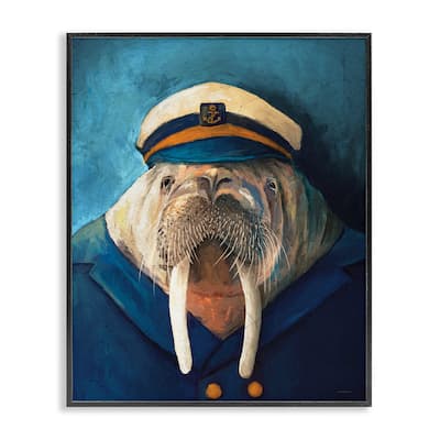 Stupell Sailor Captain Walrus Framed Giclee Art Design By Kamdon Kreations