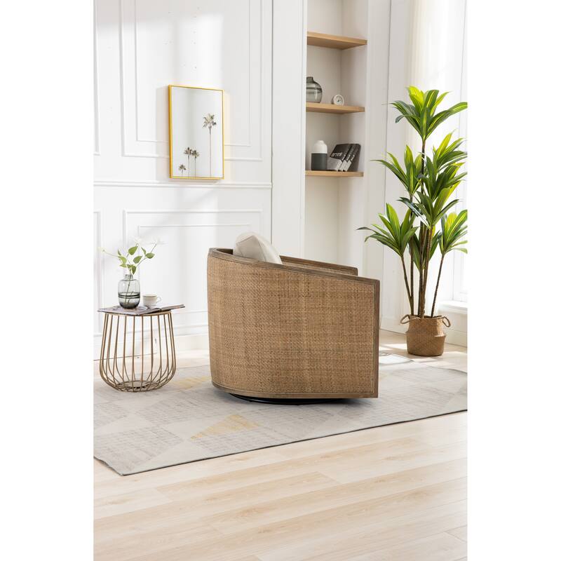 360 Degree Swivel Upholstered Accent Barrel Arm Chair