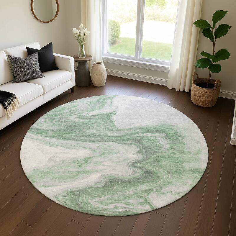 Premium Washable Super Soft Modern River Mayfield Rug - Green - 8' x 8'