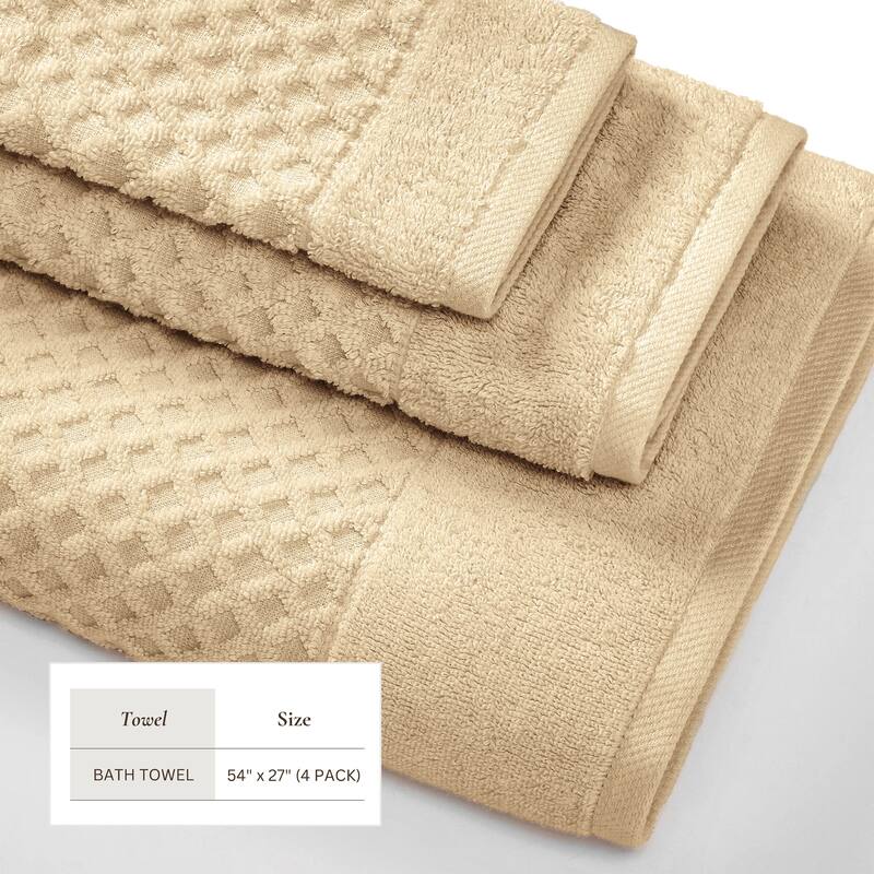 Linery & Co. Cotton Diamond Waffle Texture Bath Towels