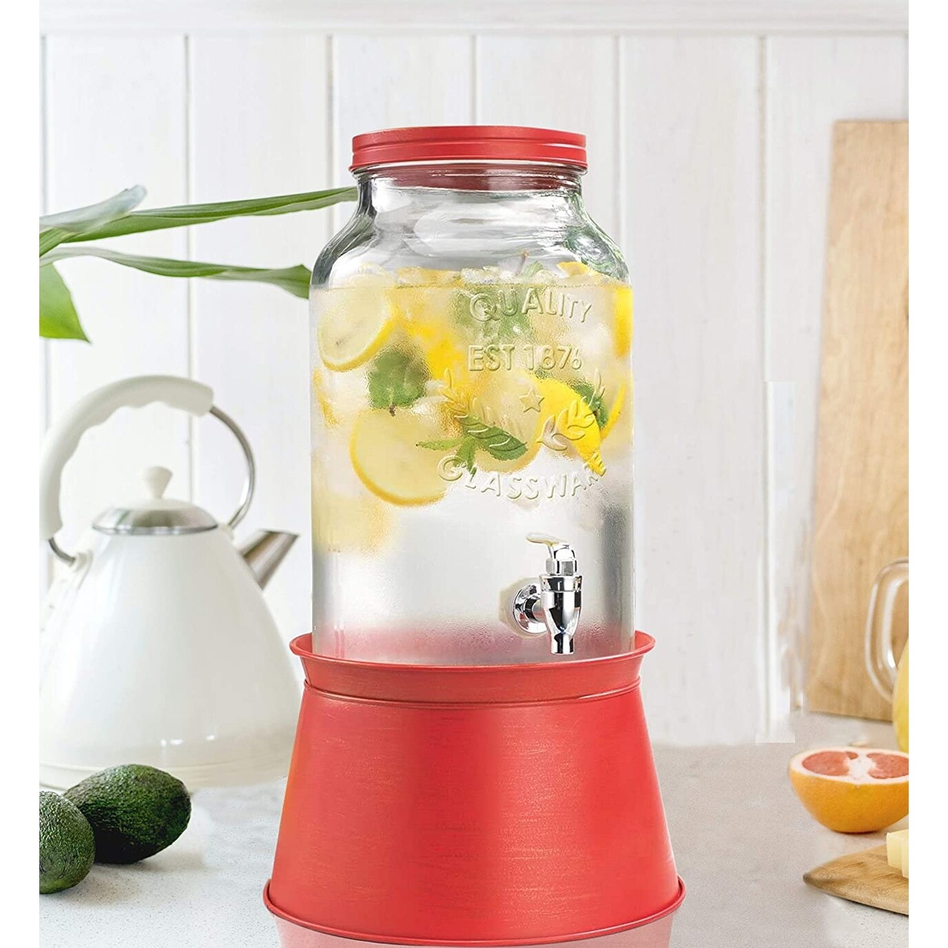 Shop Palais Glassware High Quality Mason Jar Beverage Dispenser Traditional Tin Screw Off Lid 1 5 Gallon Capacity Overstock 19315828