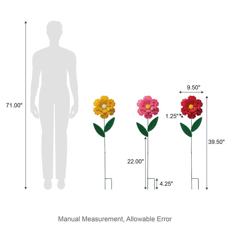 Glitzhome 10-Piece Metal Hydrangea Happy Face Flower Garden Stake Wall Decor