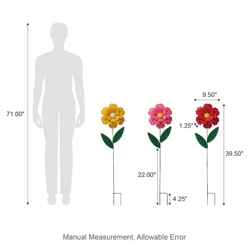 Glitzhome Metal Dimensional Flower Butterfly "Welcome" Birds Yard Stakes or Wall Decor (Set of 3)