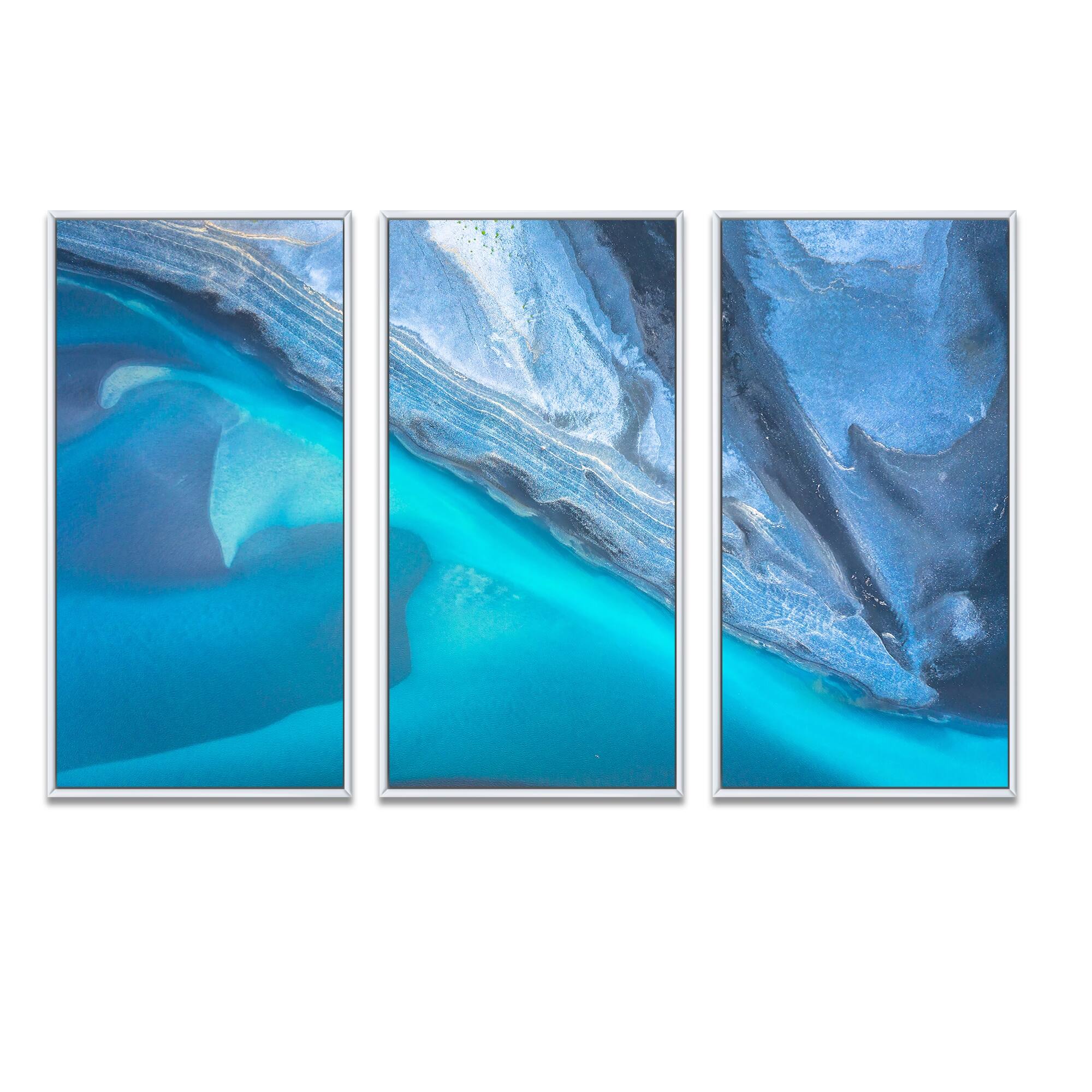 Designart "Aerial View Of Glacier Rivers Iceland II" Modern Framed