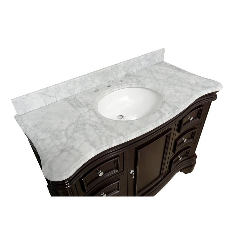 KitchenBathCollection Katherine 48" Bathroom Vanity with Carrara Marble Top