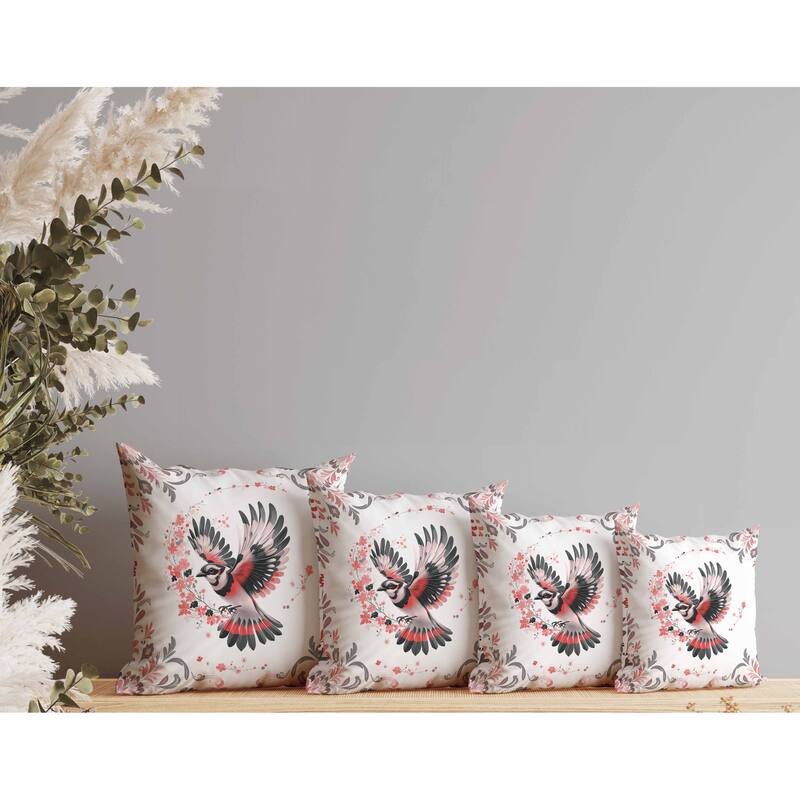 Blaze Bird Faux Suede Reversible Throw Pillow Pink and Gray