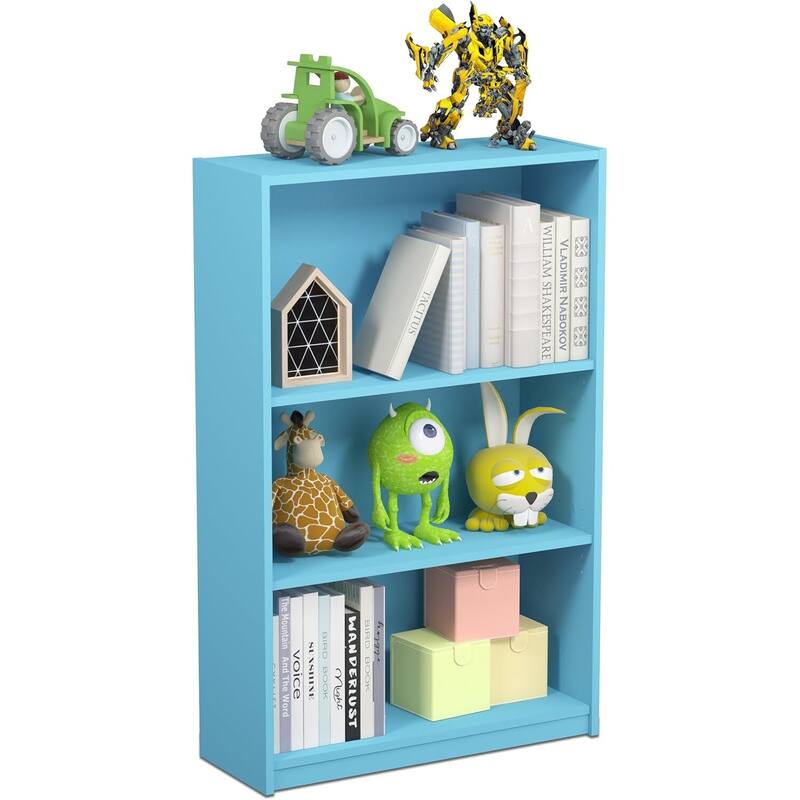 40.3 in. Tall Light Blue Wood 3-Shelf Bookcase