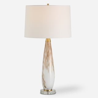 Uttermost Lyra White & Gold Table Lamp - 29"H,   Shade 10"H x 15"Dia.