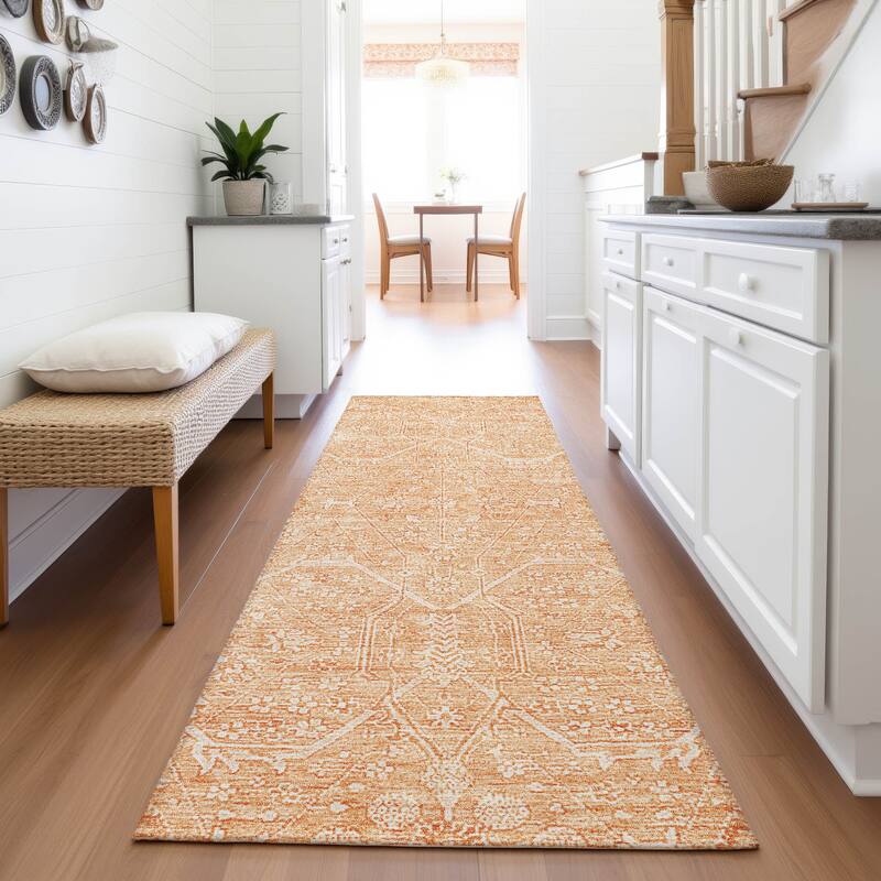 Premium Washable Super Soft Traditional Global Mayfield Rug - Salmon - 2'3" x 7'6"