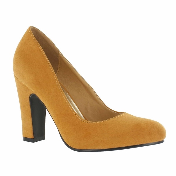 Red Circle Footwear 'Sybil' Chunky Heel Pump in Mustard