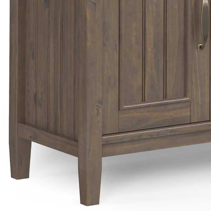 WYNDENHALL Rowan SOLID WOOD 72 inch Wide Contemporary TV Media Stand in Smoky Brown For TVs up to 80 inches