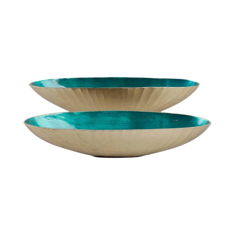 Coastal Metal Bowls with Modern Sculptural Design (Set of 2) - 23" x 7" x 5"