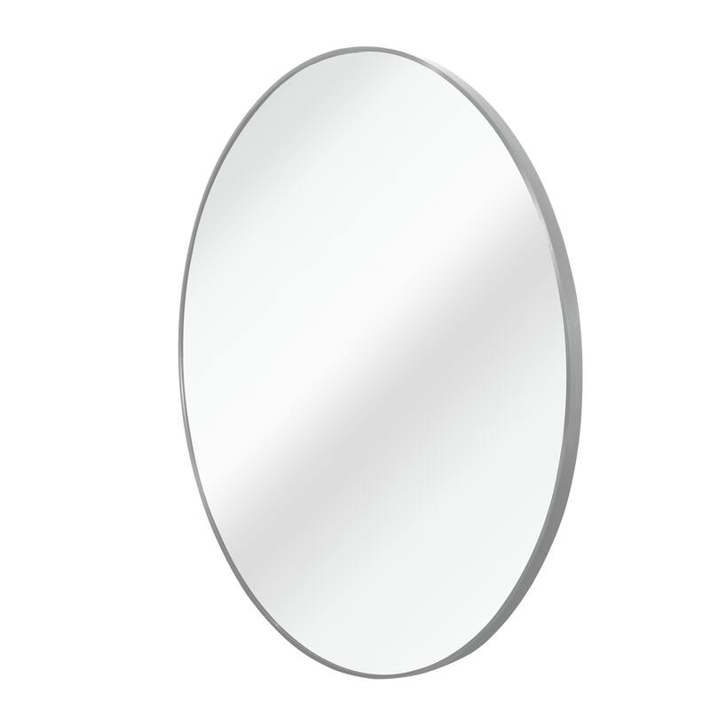 42" Metal Framed Round Mirror with Shatterproof Film and Hooks