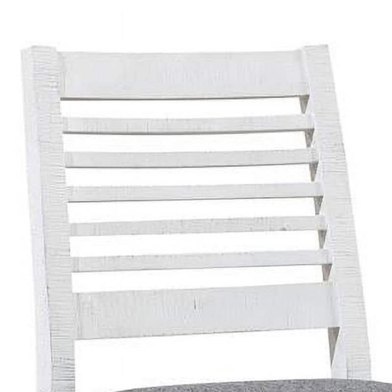 Set of 2, Chairs with Antique White Wood and Grey Seat