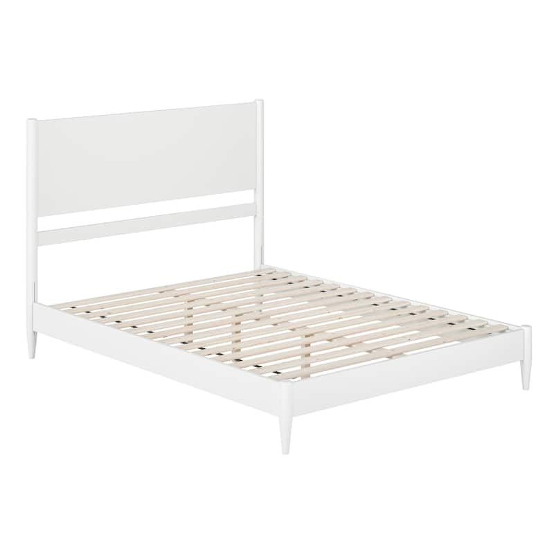 Solid Wood Low Profile Platform Bed - Modern Bedroom Furniture in White