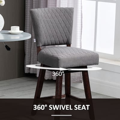 2-Pcs Counter Height Bar Stools, Swivel Dining Chairs Dining Chairs with Diamond Pattern Cushions and Footrest