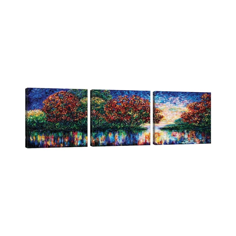 iCanvas "Rippled Sunset Palette Knife Painting" by OLena Art 3-Piece Canvas Wall Art Set