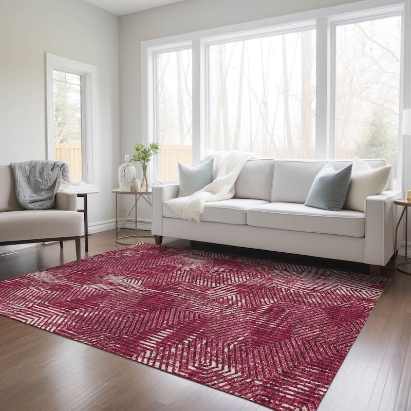 Machine Washable Indoor/ Outdoor Chantille Contemporary Maze Rug