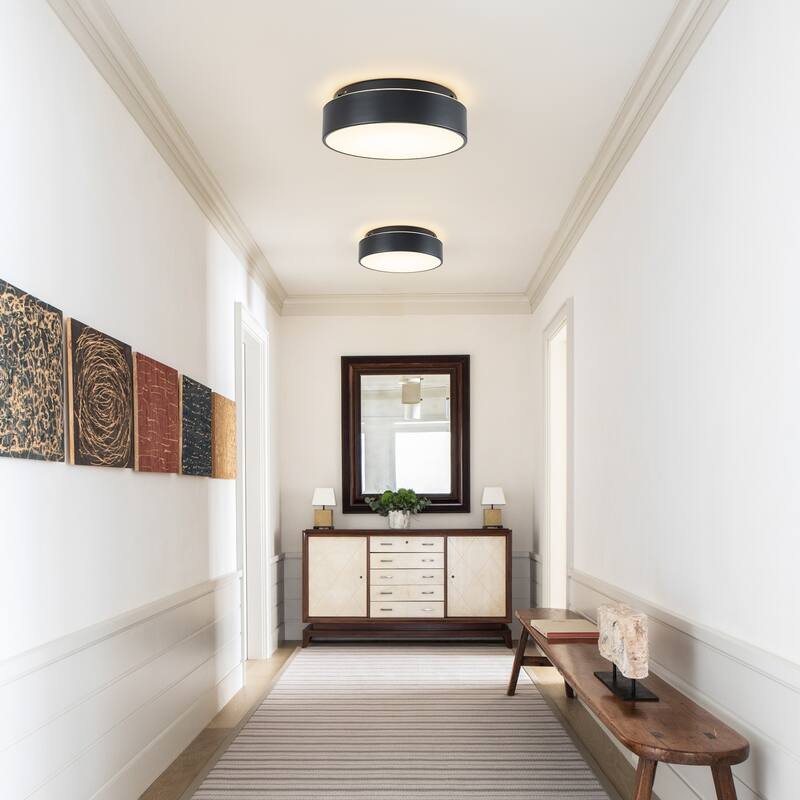 Dimmable LED Flush Mount Ceiling Light with 5-Color Temperature Selectable - 11.4 in W × 3.7 in H