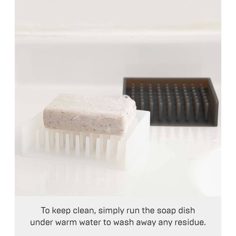 Yamazaki Home Self-Draining Soap Dish, Silicone - L 3.35 x W 4.33 x H 1.18 inches
