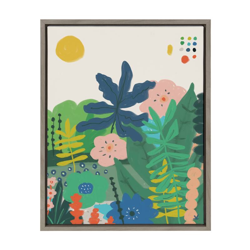 Kate and Laurel Sylvie Zen Garden 1 Framed Canvas by Kelly Knaga - 18x24 - Plastic - Grey