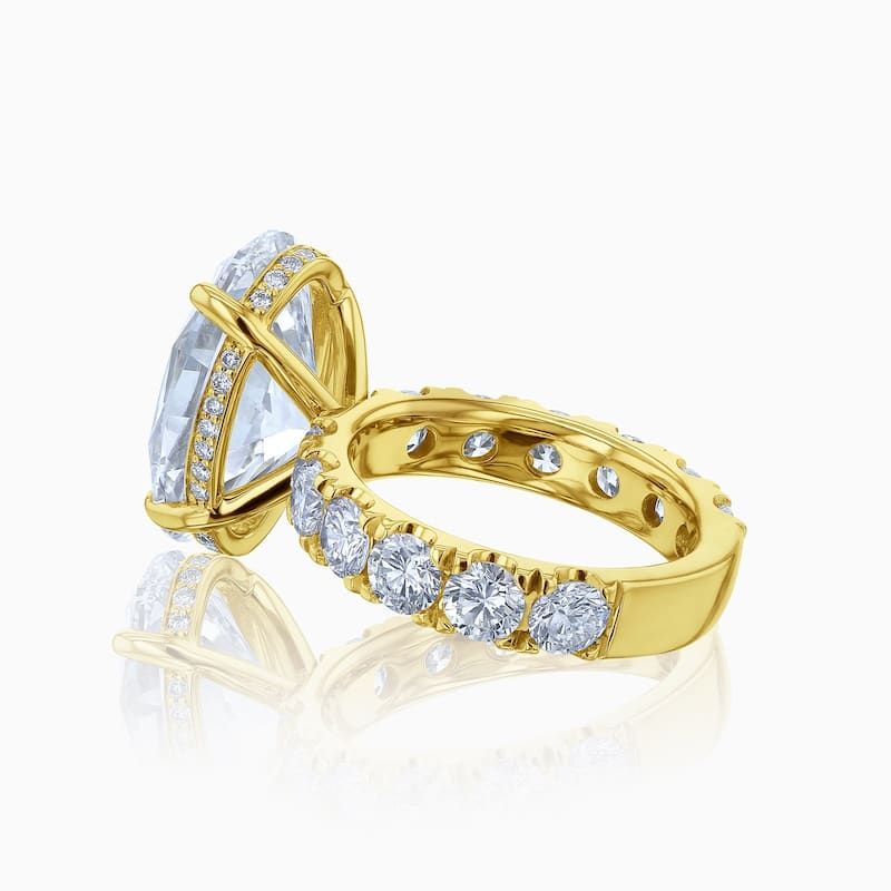 Kobelli 8.5 Carats Oval Diamond 14k Solid Gold Lab Grown Half Eternity Adler Engagement Ring (EF/VS, Certified)