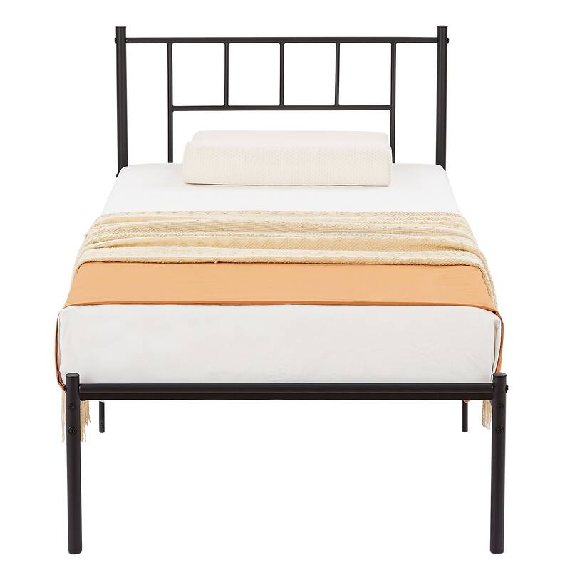 14 Inch Queen Size Metal Bed Frame with Headboard, Iron-Art Platform Bed No Box Spring Needed/Mattress Foundation for Storage