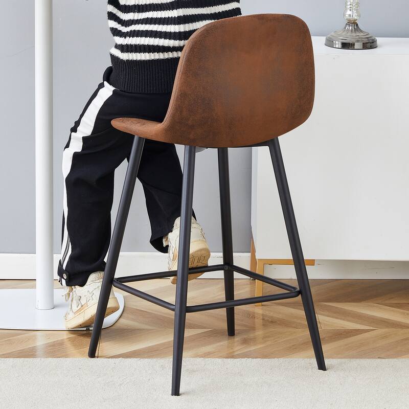 Industrial Bar Height Stools with Back, Counter Height Bar Chairs, with Metal Legs & Soft Backrest Easy to Assemble