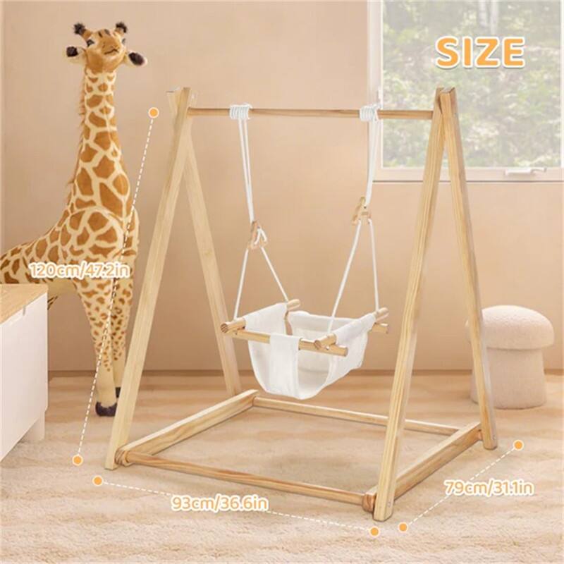36.6 In. Foldable Swing Set With Stand Premium Montessori For Baby And Toddler